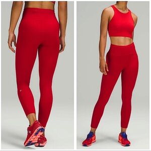 LULULEMON Swift Speed High Rise Legging Tights in Dark Red 12 gym fitness